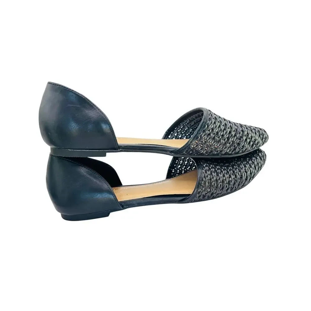 Lauren Conrad Calcite black weave D’Orsay pointy flats womens sz 9.5